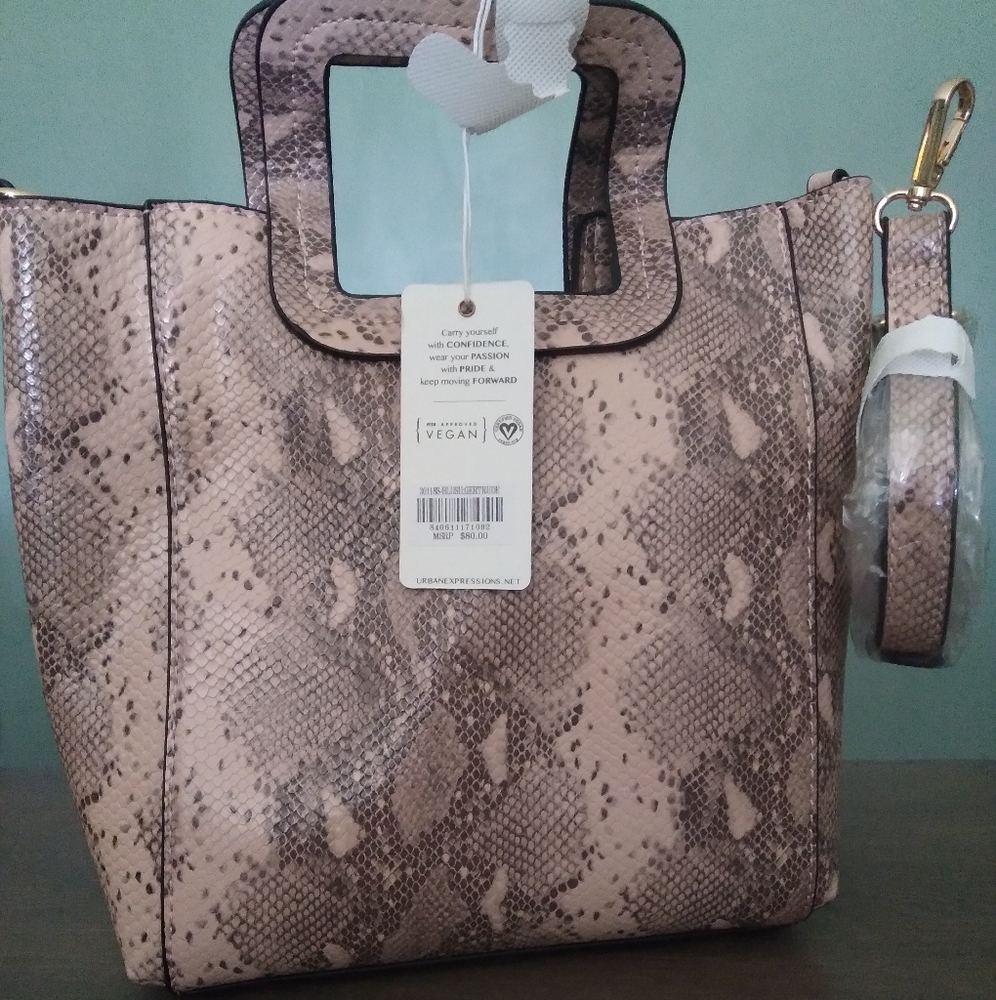 Urban Expressions Vegan Leather Snake Print Satchel